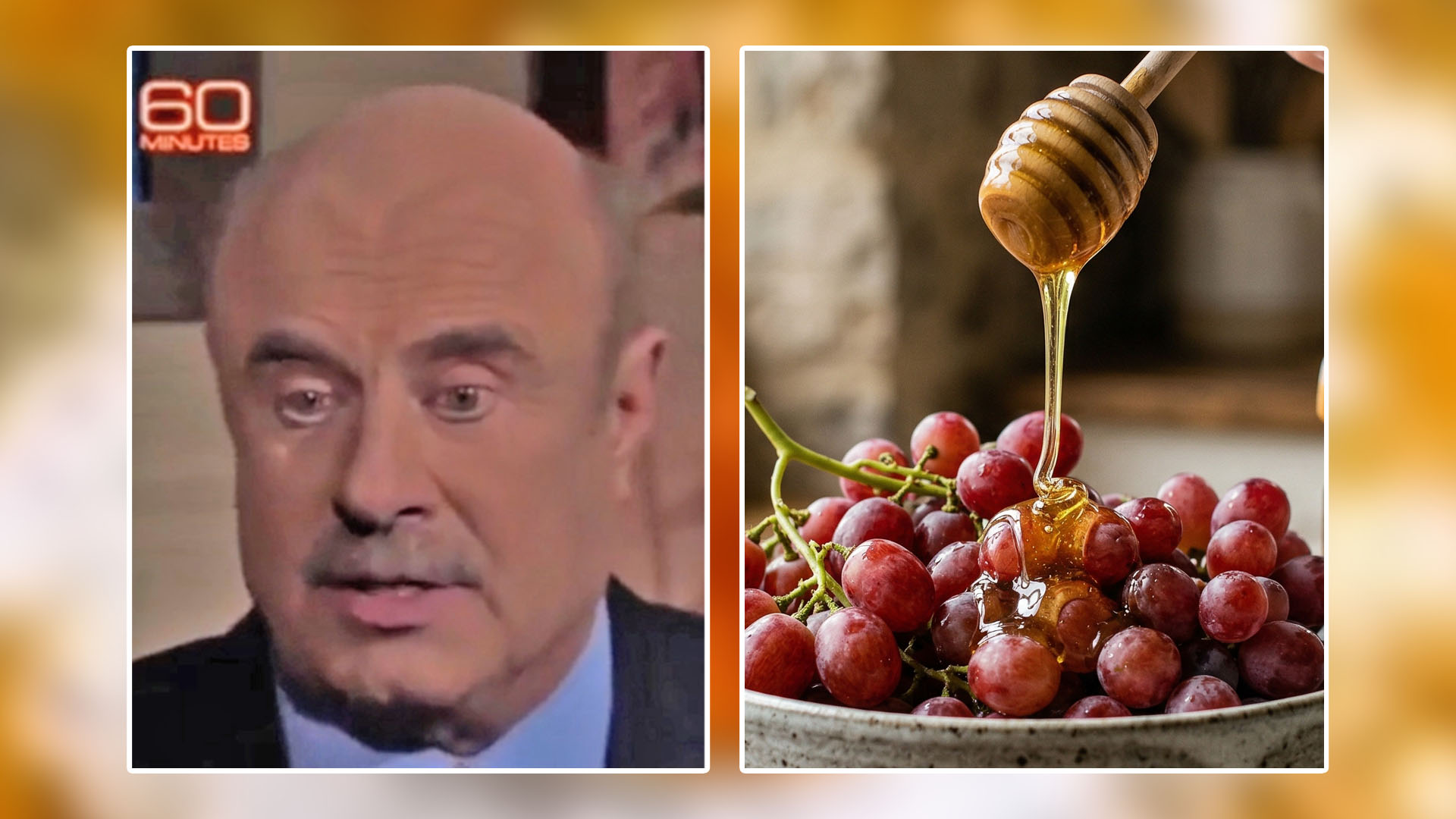 A photo of Dr. Phil allegedly endorsing a separate picture showing Glyco Harmony drops for the purported diabetes reversal ritual product.